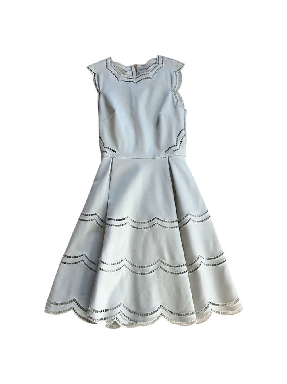 Ted Baker London Embroidered Tiered Skater Dress Ted Size 0 (US 2) Mint Cutwork